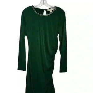 Michael Kors Cinched Waist Dress w/Gold Chain Collar Size L